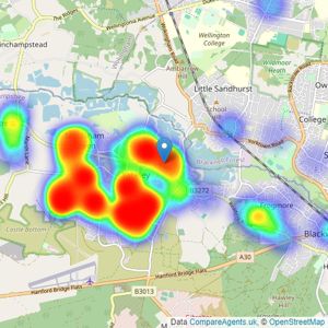 Waterfords - Yateley listings heatmap