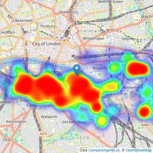 Waterview - Waterview Shad Thames listings heatmap