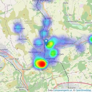 Watkins Estate Agents - Caerphilly listings heatmap