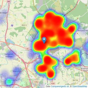 Webbs Estate Agents - Cannock listings heatmap