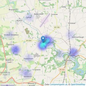 Websters Coltishall - Horstead listings heatmap