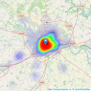 Websters Estate Agents - Norwich, Norwich listings heatmap