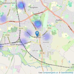 Weldon Homes Estate Agents - Wigston listings heatmap