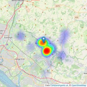 Weller Patrick Estate Agents - Bishops Waltham listings heatmap