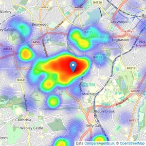 Wentworth & Rose - Harborne listings heatmap