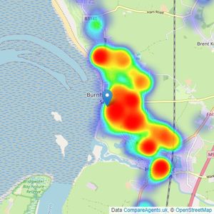 West Coast Properties - Burnham On Sea listings heatmap