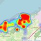 West Coast Properties - Portishead listings heatmap