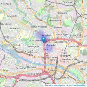 West End Letting & Sales - Glasgow listings heatmap