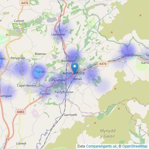 West Wales Properties - Ammanford listings heatmap