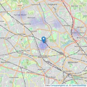 Wex & Co Estate Agents - Wembley listings heatmap