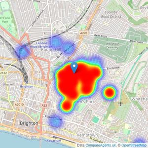 Wheelers Estate Agents - Brighton listings heatmap