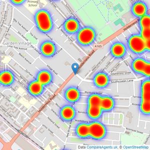 Whitakers - Hull East listings heatmap