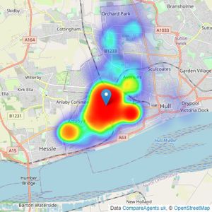 Whitakers - Hull West listings heatmap