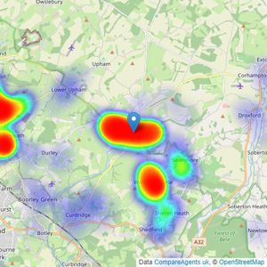 White & Guard Estate Agents - Bishops Waltham listings heatmap