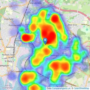 White & Guard Estate Agents - Bitterne listings heatmap