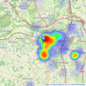 White & Sons - Reigate listings heatmap