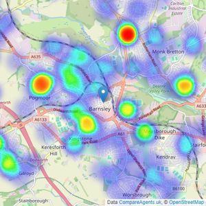 Whitegates - Barnsley listings heatmap