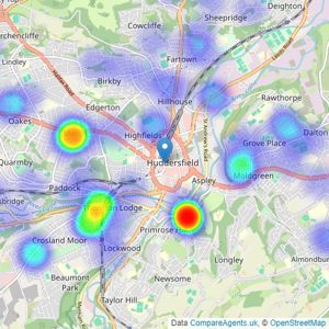 Whitegates - Huddersfield listings heatmap