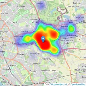 Whitegates - Huyton listings heatmap