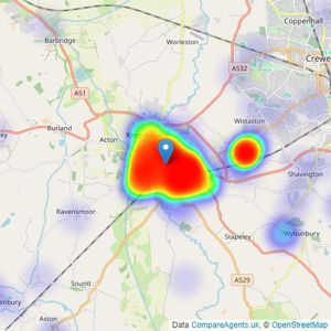 Whitegates - Nantwich listings heatmap