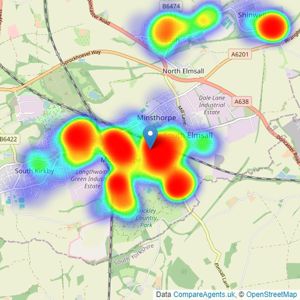 Whitegates - South Elmsall listings heatmap