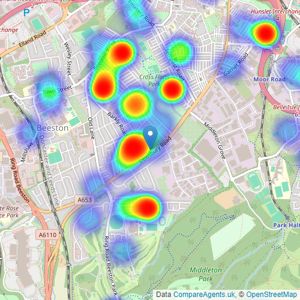 Whitegates - South Leeds listings heatmap