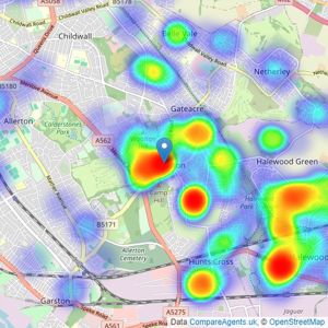 Whitegates - Woolton listings heatmap