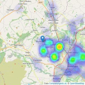 Whitegates - Wrexham listings heatmap