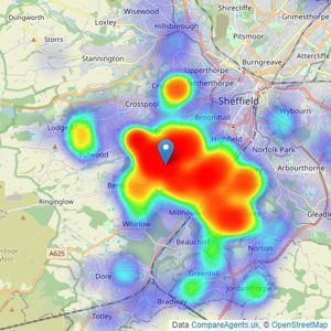 Whitehornes - Banner Cross listings heatmap