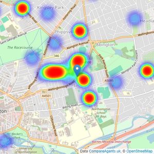 Whites Estate Agents - Northampton listings heatmap