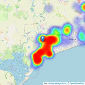 Whitlocks Estate Agents - Pagham listings heatmap