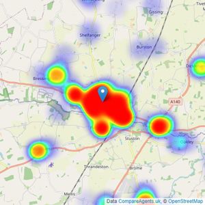 Whittley Parish - Diss listings heatmap