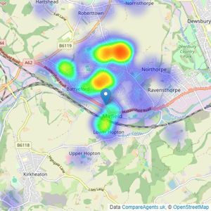 Wilcock - Mirfield listings heatmap