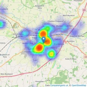 Wilkie May & Tuckwood - Taunton listings heatmap