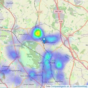 Wilkins Estate Agents - Sutton Coldfield listings heatmap