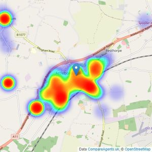 William H. Brown - Attleborough listings heatmap