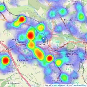 William H. Brown - Barnsley listings heatmap