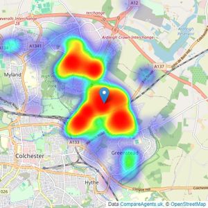 William H. Brown - Colchester St Johns listings heatmap