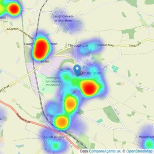 William H. Brown - Dinnington Sheffield listings heatmap