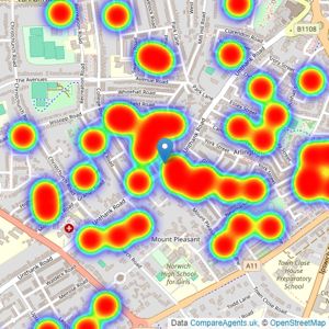 William H. Brown - Norwich, Unthank Road listings heatmap