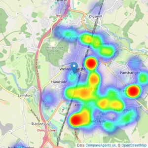 William H. Brown - Welwyn Garden City listings heatmap