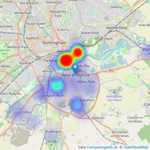 William H. Brown - West Bridgford listings heatmap