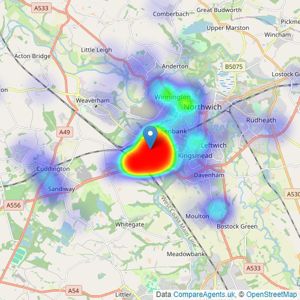 Williams Estates - Northwich listings heatmap