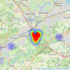 Wingate and Withers Limited - Byfleet listings heatmap