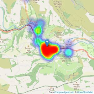 Wingetts - Llangollen listings heatmap