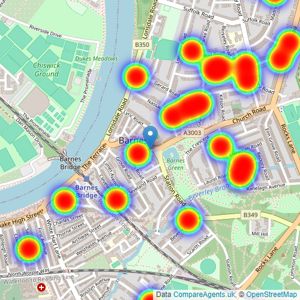 Winkworth - Barnes listings heatmap