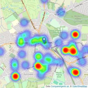 Winkworth - Barnet listings heatmap