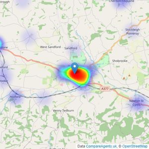 Winkworth - Crediton listings heatmap