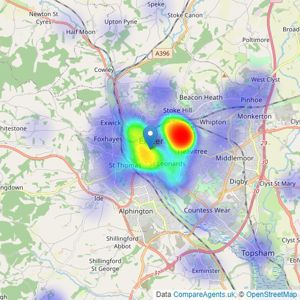 Winkworth - Exeter listings heatmap