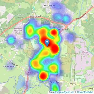 Winkworth - Ferndown listings heatmap